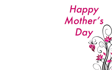 HD Mother's Day desktop wallpaper featuring elegant pink floral designs and the message Happy Mother's Day on a clean white background.
