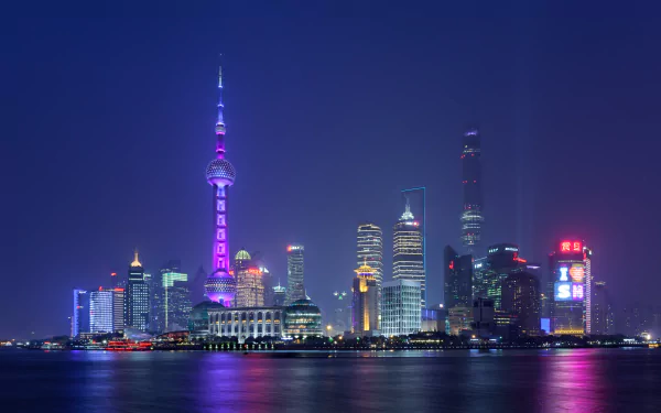 Oriental Pearl Tower night China man made Shanghai HD Desktop Wallpaper | Background Image