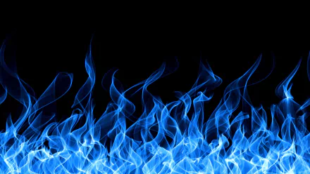 A vibrant display of blue flames against a black background, creating an artistic and mesmerizing HD wallpaper for PCs.