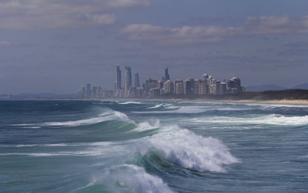 Man Made Gold Coast Cities Australia Wave Queensland Sea Ocean Coastline HD Wallpaper | Background Image