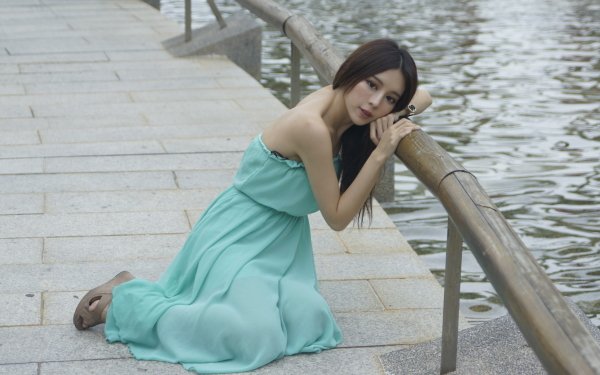Women Zhang Qi Jun Julie Chang Model Asian Taiwanese Dress Hair Water Hong Kong HD Wallpaper | Background Image