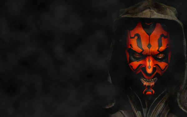 HD PC desktop wallpaper featuring Darth Maul from the movie Star Wars: Episode I - The Phantom Menace with a dark, smoky background.