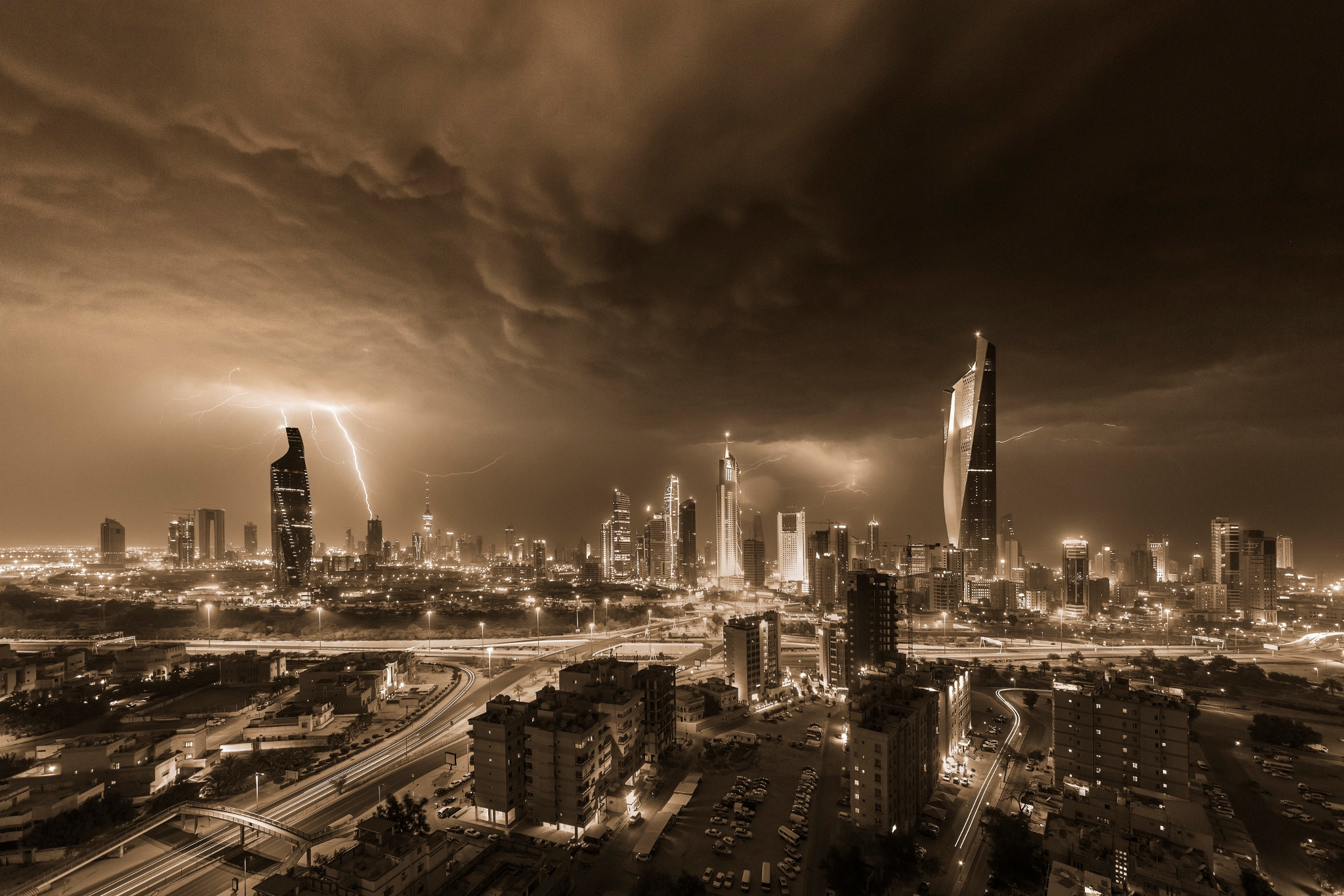 Kuwait Thunderstorm Sepia by Mohammed al-Sultan