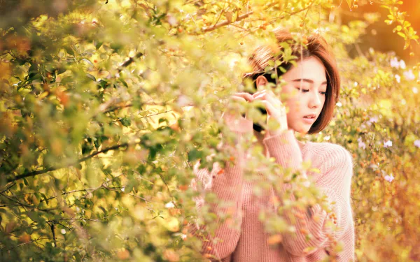 sunshine leaf Taiwanese asian model woman Lín Yǔ HD Desktop Wallpaper | Background Image