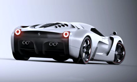 Silver Ferrari 458 Italia supercar showcased in a sleek 4K Ultra HD PC desktop wallpaper, highlighting its aerodynamic design and rear details.