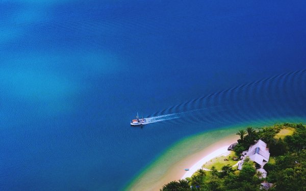 Photography Ocean Sea Island Boat Landscape HD Wallpaper | Background Image