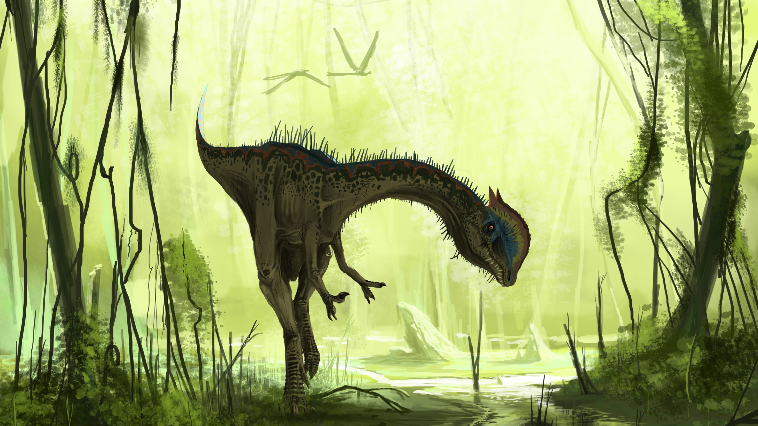 green dilophosaurus