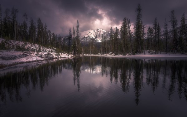 Earth Reflection Nature Forest Winter Snow Mountain Lake HD Wallpaper | Background Image