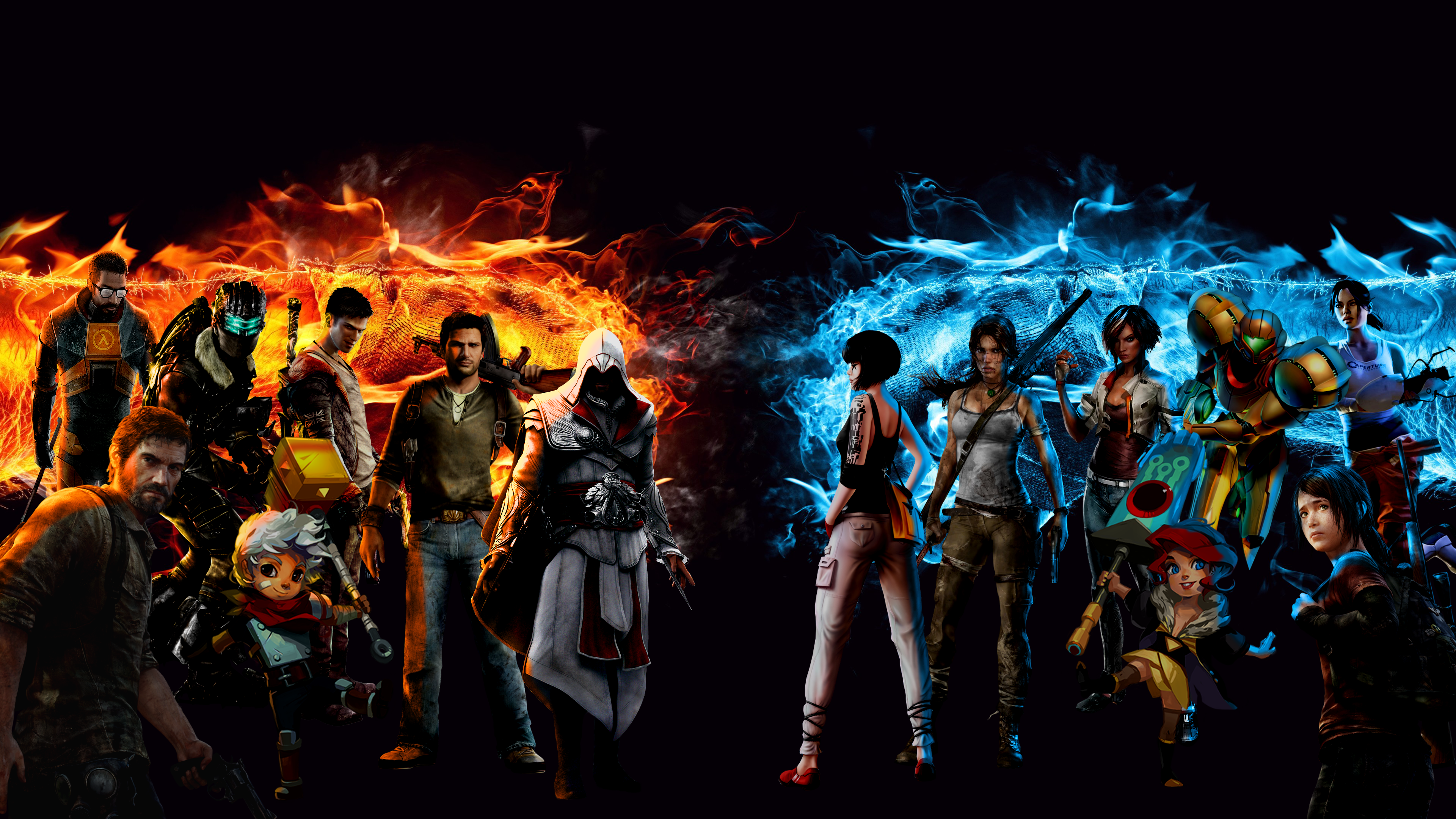 video game character collage wallpaper