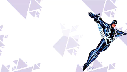 A vibrant HD desktop wallpaper featuring Black Bolt from the comic universe, showcasing dynamic movement against a geometric, pastel background.