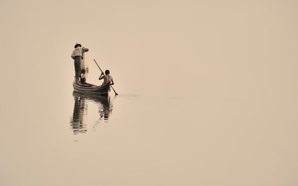 Photography Fisherman Boat Fishing River Lake People Reflection HD Wallpaper | Background Image