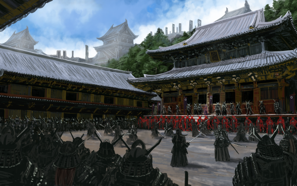 Fantasy Samurai Katana Warrior Building HD Wallpaper | Background Image