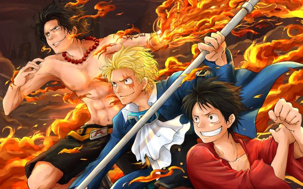 Anime One Piece Portgas D. Ace Monkey D. Luffy Sabo Monster Trio HD Wallpaper | Background Image