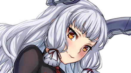 Anime-style close-up of a female character from Kantai Collection with silver hair and amber eyes, designed as an HD PC desktop wallpaper and background.
