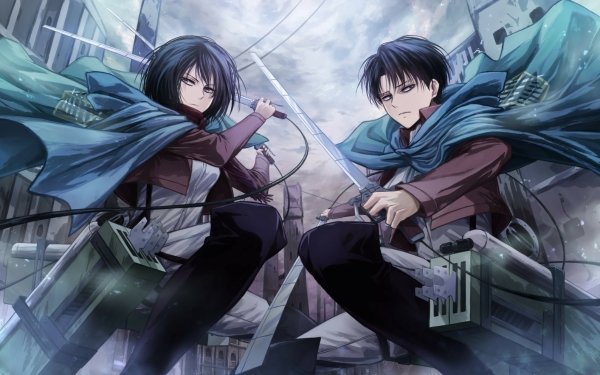 Anime Attack On Titan Shingeki No Kyojin Levi Ackerman Mikasa Ackerman Black Hair Sword Cape HD Wallpaper | Background Image