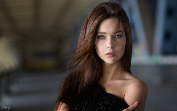 Women Model Bokeh Brunette Blue Eyes HD Wallpaper | Background Image