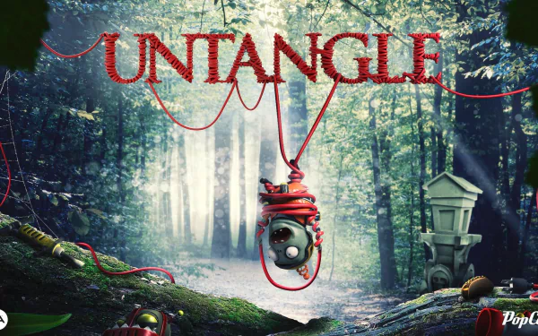 HD wallpaper featuring a surreal scene from the video game Plants vs. Zombies: Garden Warfare 2, with a character entangled in red vines amidst a forest backdrop.