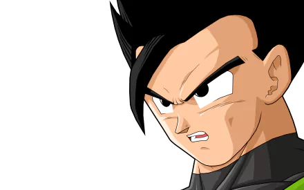 HD desktop wallpaper of Gohan from Dragon Ball Z in an intense expression. The anime character is drawn in sharp lines, showcasing a powerful and determined look.