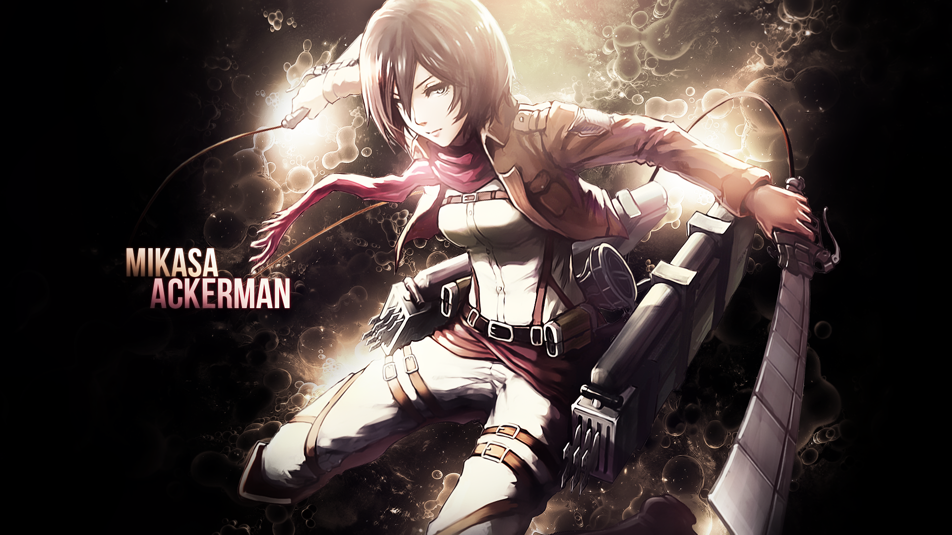 Mikasa Ackerman Wallpaper 4K Black background Attack on Titan 10463