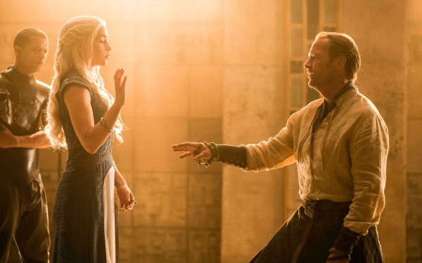 TV Show Game Of Thrones Daenerys Targaryen Emilia Clarke Jorah Mormont Iain Glen Grey Worm Jacob Anderson HD Wallpaper | Background Image