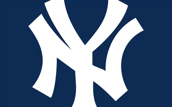 HD desktop wallpaper featuring the iconic white New York Yankees logo on a solid navy blue background, representing the beloved sports team.