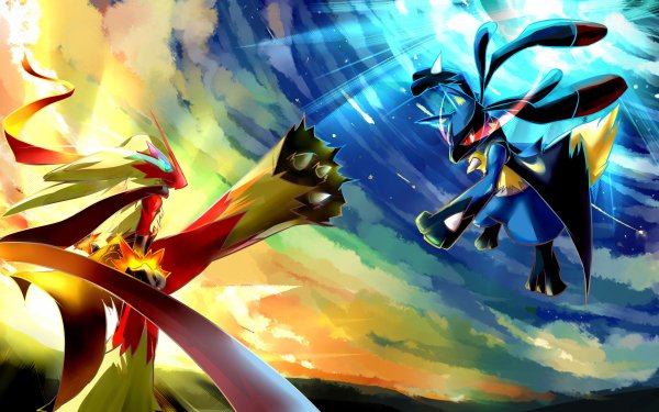 Anime Pokémon Lucario Blaziken HD Wallpaper | Background Image