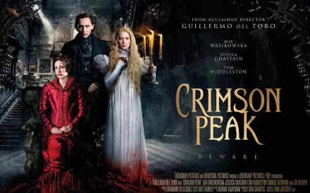 Mia Wasikowska Jessica Chastain Tom Hiddleston movie Crimson Peak HD Desktop Wallpaper | Background Image
