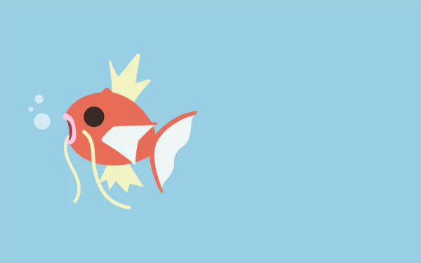 HD PC desktop wallpaper featuring Magikarp from the Pokémon video game series on a simple blue background.