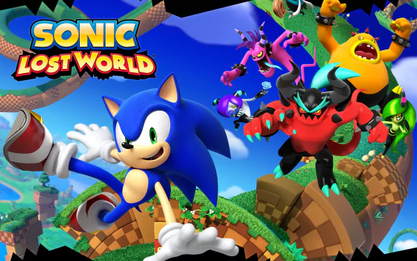 HD PC desktop wallpaper featuring Sonic and characters from the video game Sonic Lost World in a vibrant, dynamic action scene.