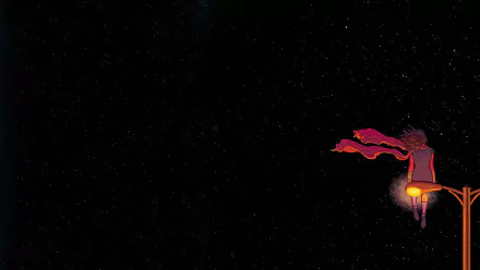 HD PC desktop wallpaper featuring a comic-style silhouette of Ms. Marvel with a glowing hand and flowing scarf against a starry black background.