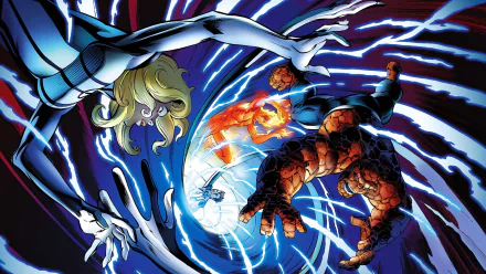 Mister Fantastic Human Torch (Marvel Comics) Thing (Marvel Comics) Invisible Woman Comic Fantastic Four HD Desktop Wallpaper | Background Image