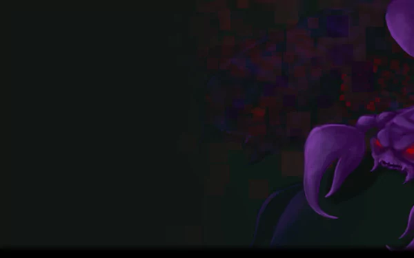 HD PC desktop wallpaper featuring a dark, pixel-art style scene from the video game Pixel Boy and the Ever Expanding Dungeon with a large purple crab-like creature.