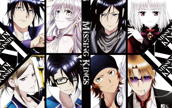A vibrant HD desktop wallpaper featuring characters from K Project, including Kuroh Yatogami, Izumo Kusanagi, Misaki Yata, Anna Kushina, and others, showcasing their distinct personalities.