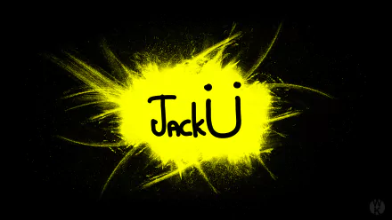 A vibrant 4K Ultra HD wallpaper featuring the name Jack Ü in bold black on a bright yellow splash, set against a dark background, embodying an energetic music aesthetic.