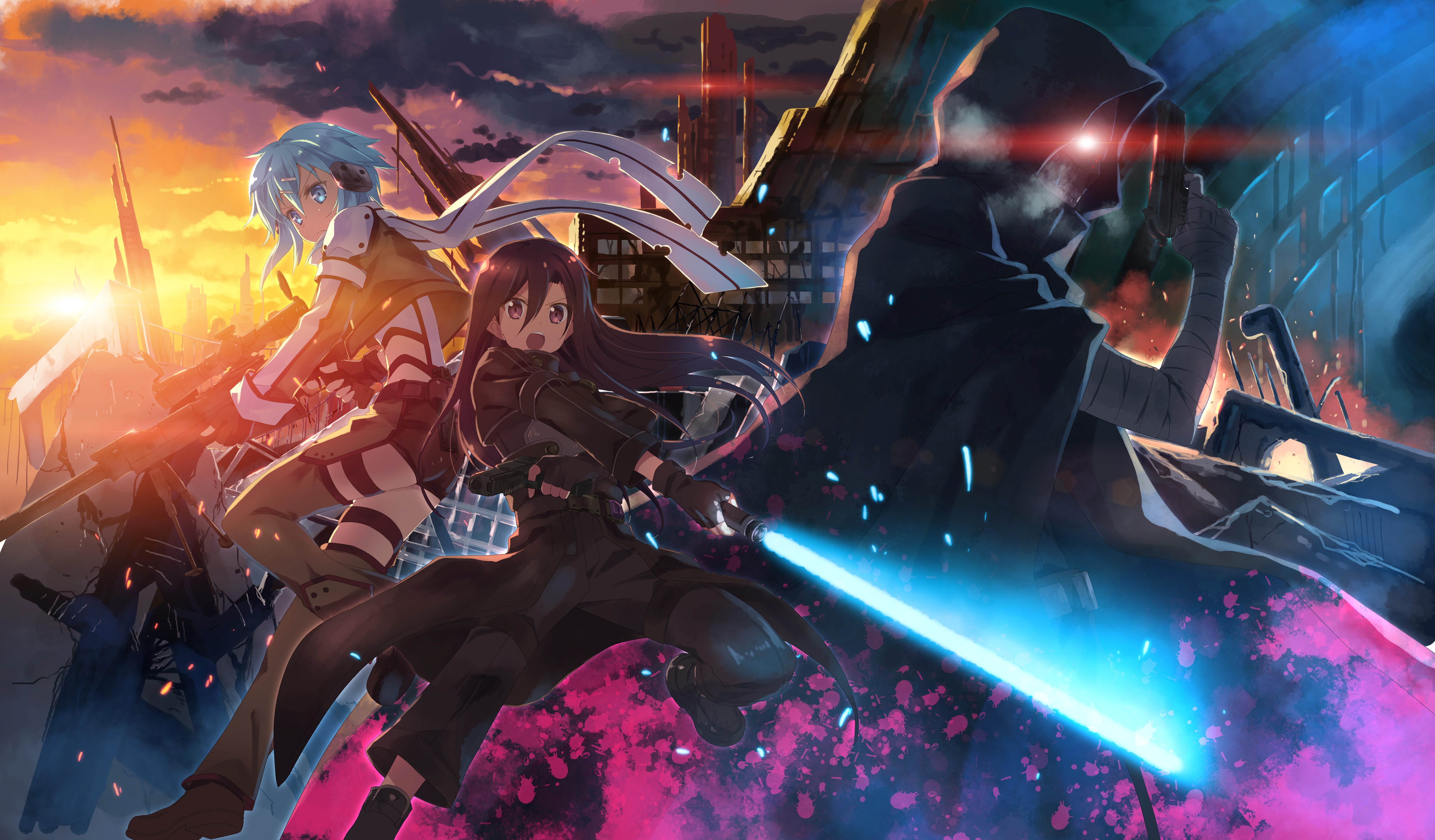 Sinon And Kirito Vs Death Gun 5k Retina Ultra Hd Wallpaper