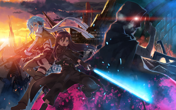 Anime Sword Art Online II Sword Art Online Sinon Kirito Death Gun HD Wallpaper | Hintergrund