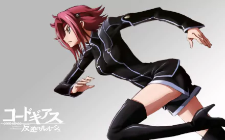 HD anime desktop wallpaper featuring Kallen Kōzuki from Code Geass in a dynamic pose against a plain background.