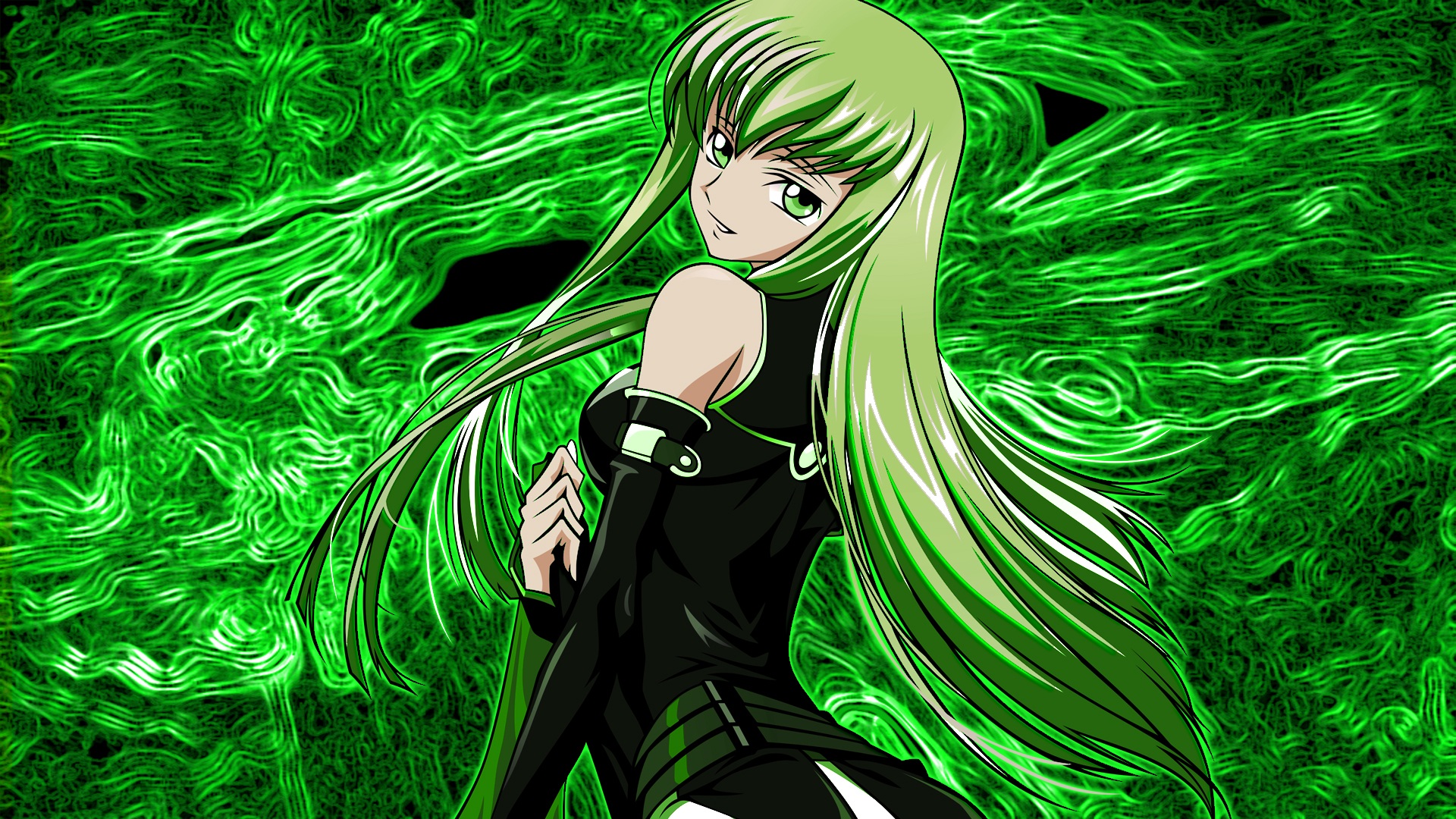 Download C.C. from Code Geass in a mesmerizing anime wallpaper Wallpaper