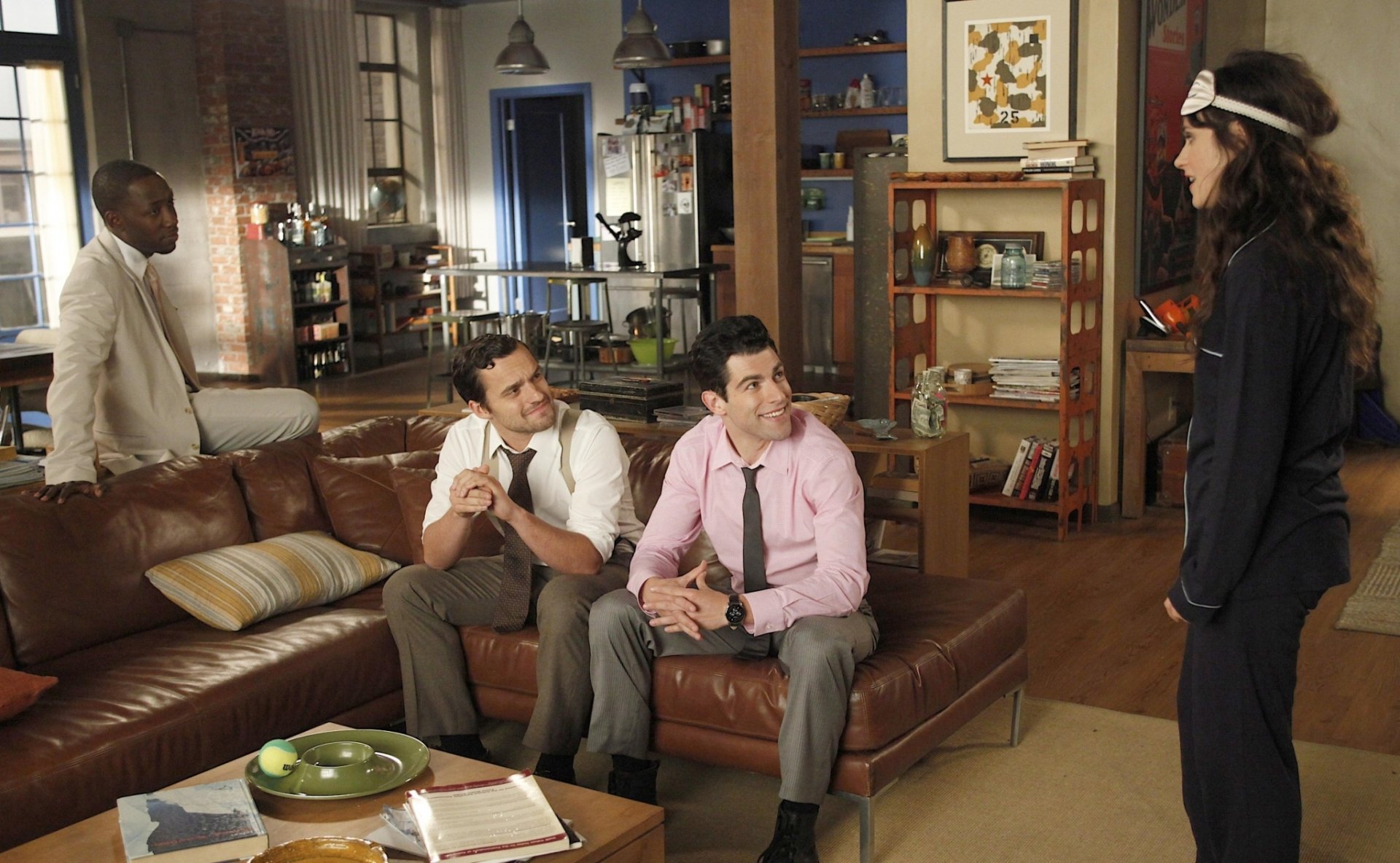 Download Winston Bishop Lamorne Morris Schmidt (New Girl) Max Greenfield Nick Miller Jake Johnson Jessica Day Zooey Deschanel TV Show New Girl HD Wallpaper