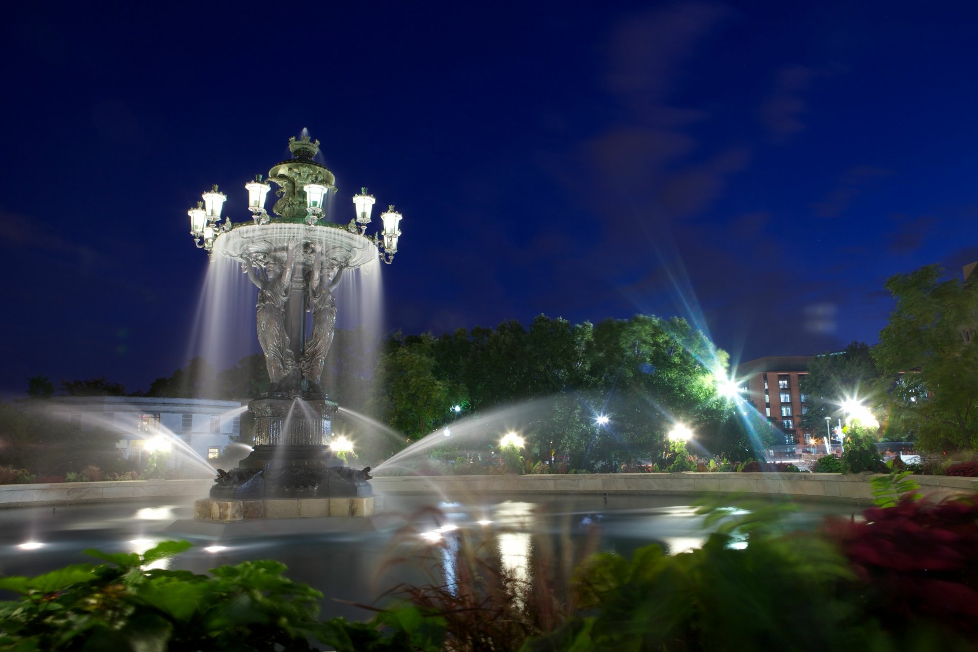 Download Man Made Bartholdi Fountain 4k Ultra HD Wallpaper