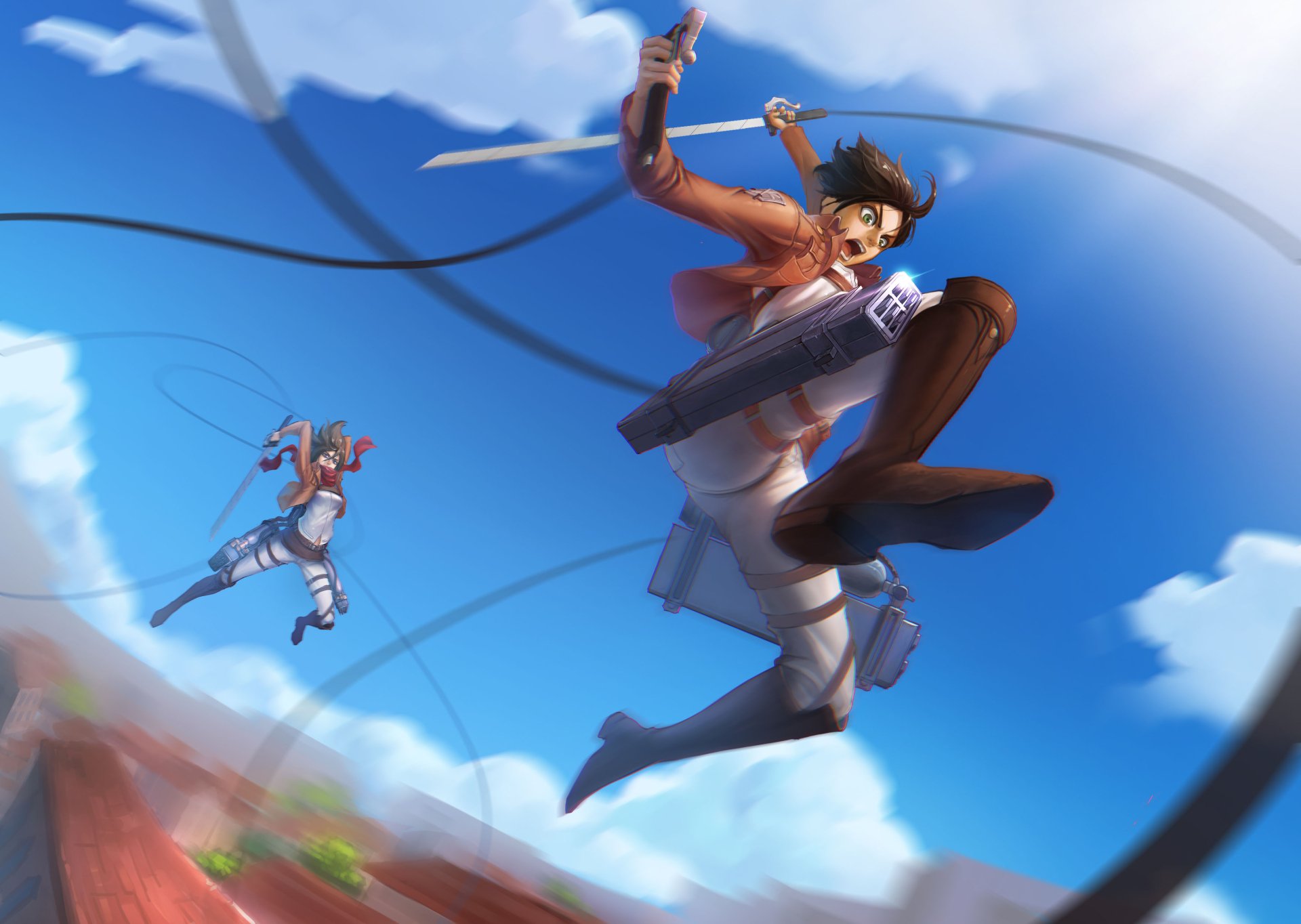 Download Eren Yeager Mikasa Ackerman Anime Attack On Titan Eren & Mikasa HD Wallpaper