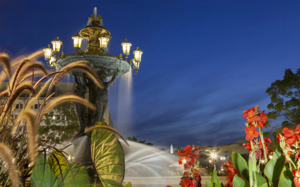 man made Bartholdi Fountain HD Desktop Wallpaper | Background Image