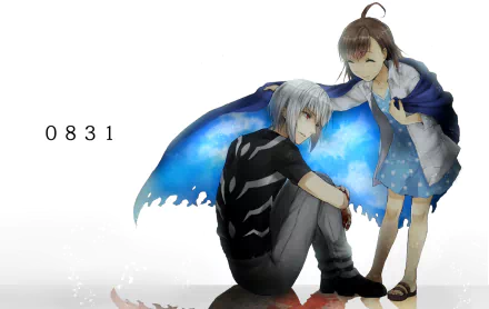 HD PC desktop wallpaper featuring Accelerator and Last Order from A Certain Magical Index and A Certain Scientific Railgun — Accelerator crouched with a blue energy wing, Last Order standing.