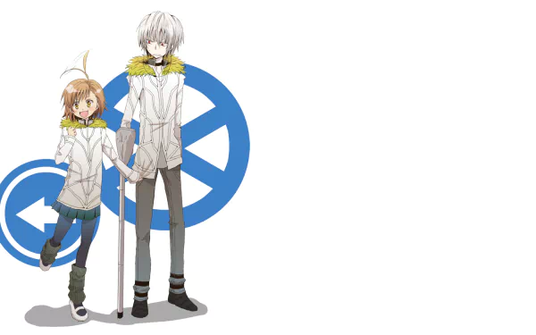 HD PC desktop wallpaper featuring Last Order and Accelerator from the anime A Certain Magical Index, showcasing the characters in front of blue directional signs.