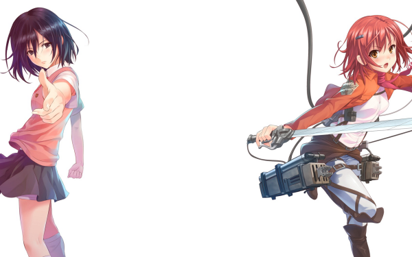 Anime Crossover To Aru Kagaku No Railgun Attack on Titan Mikasa Ackerman Mikoto Misaka HD Wallpaper | Background Image