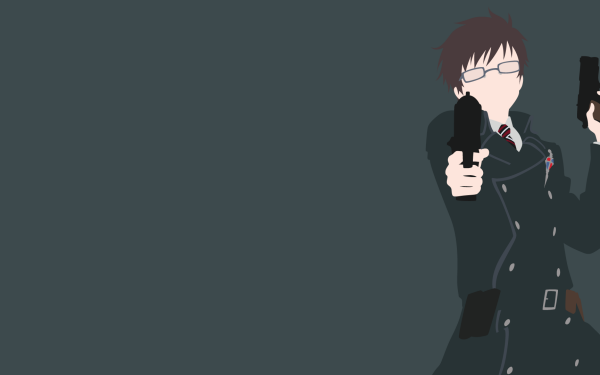 Anime Blue Exorcist Ao No Exorcist Yukio Okumura Brown Hair Weapon Gun Pistol Uniform Glasses Minimalist HD Wallpaper | Background Image