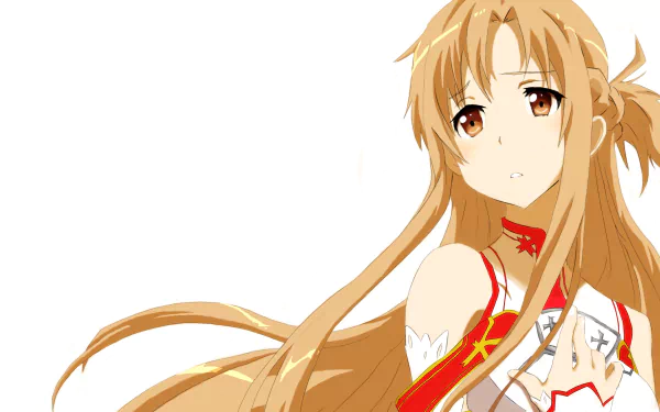 Asuna Yuuki from Sword Art Online features prominently in this HD desktop wallpaper, showcasing her iconic look and character from the anime series.