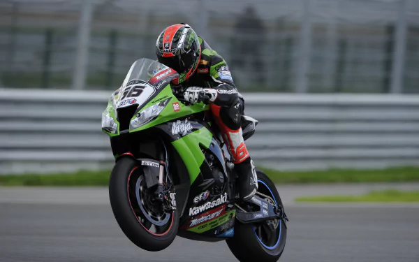 A rider performing a wheelie on a Kawasaki Ninja motorcycle, captured in vivid detail for a 4K Ultra HD PC desktop wallpaper.