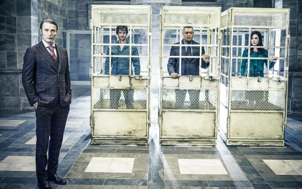 Caroline Dhavernas Hugh Dancy Laurence Fishburne Mads Mikkelsen TV Show Hannibal HD Desktop Wallpaper | Background Image