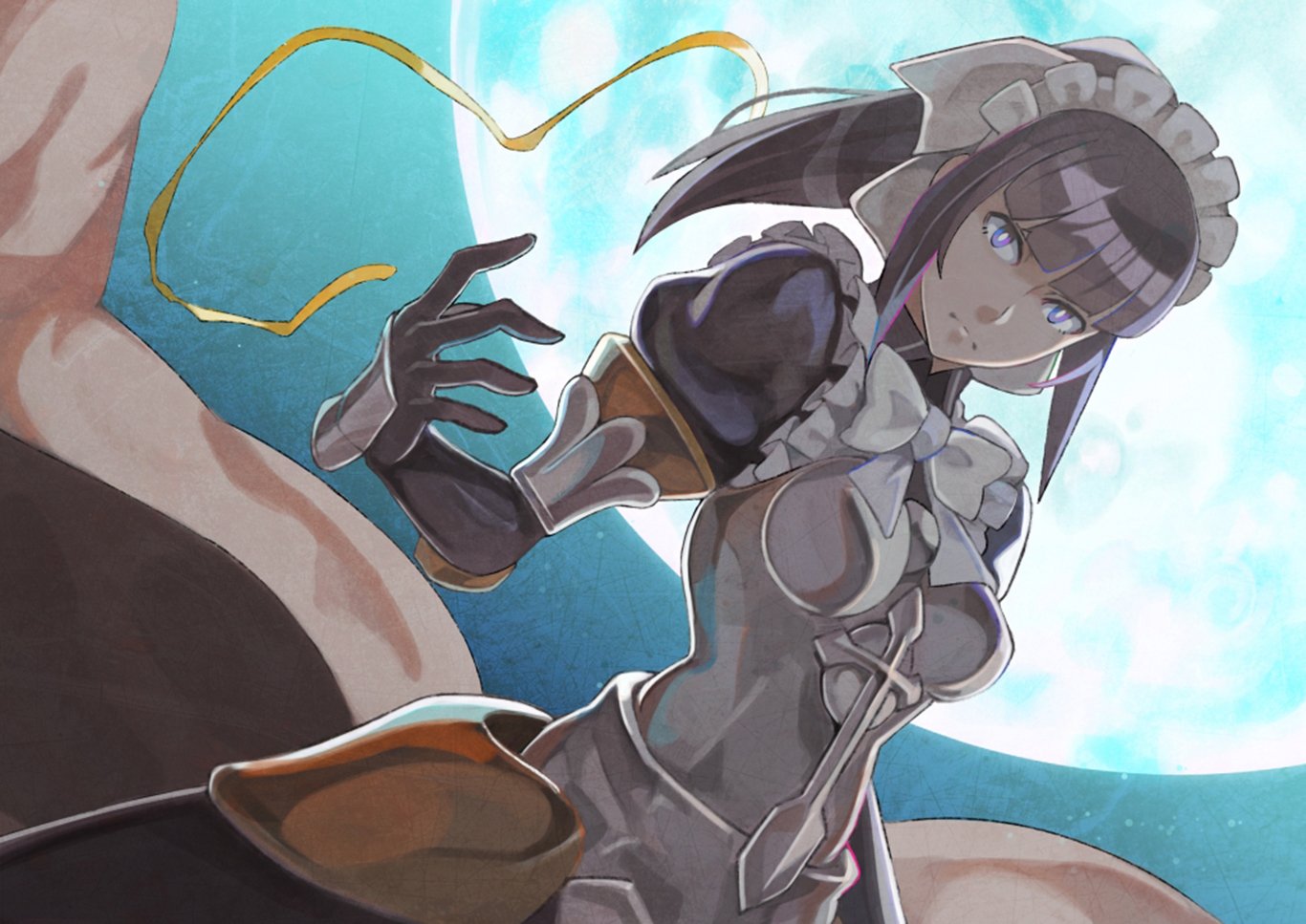 A striking HD wallpaper featuring Narberal Gamma from the anime Overlord, showcasing her in a dynamic pose with a mystical moonlit background.